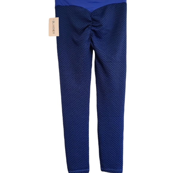 Blivener Women's M Butt Lifting Yoga Navy Blue Ruched Booty Leggings - Picture 2 of 4